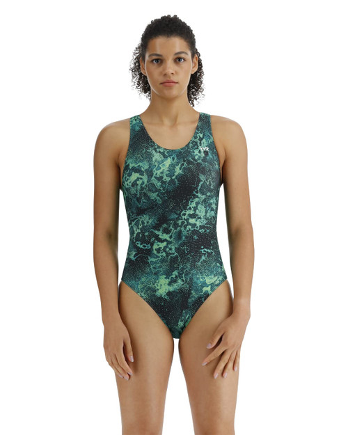 TYR Women's Standard Durafast Lite Maxfit Swimsuit, Diploria Green, 34