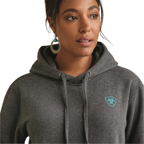 Ariat Female Ariat Logo Hoodie Charcoal Heather 3X Ariat Female Ariat Logo Hoodie Charcoal Heather 3X