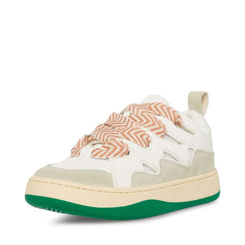 Steve Madden Women's Roaring Sneaker, White/Green, 9