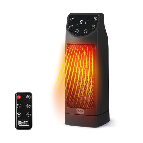 BLACK+DECKER Oscillating Space Heater, Portable Heater with Remote Control, Ceramic Small Space Heater for with Two Heat Settings & LED Display, Small Heater 1500W