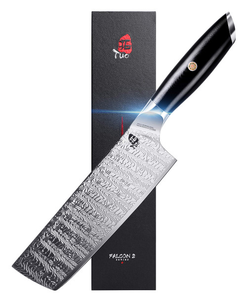 TUO Nakiri Knife - 6.5 inch Vegetable Cleaver, Forged AUS-8 Japanese Stainless Steel, Meat Cleaver G10 Handle - Falcon S Series with Gift Box