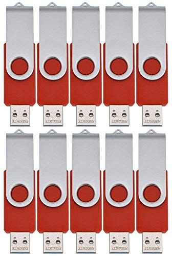 512MB USB Flash Drive Bulk Pack of 10 Small Capacity USB 2.0 Memory Sticks Swivel Pendrives Red Thumb Drives by FEBNISCTE
