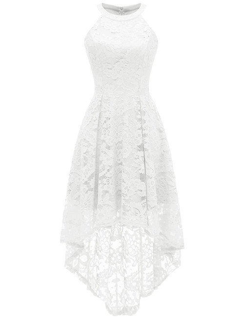 Dressystar 0028 Halter Floral Lace Cocktail Party Dress Hi-Lo Bridesmaid Dress White XXL Dressystar 0028 Halter Floral Lace Cocktail Party Dress Hi-Lo Bridesmaid Dress White XXL