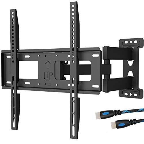 WALI TV Wall Mount Bracket Full Motion Articulating Extend Arm for Most 23-55 inches LED, LCD, OLED Flat Screen TVs up to 99lbs VESA 400x400mm with Tilting for Display (FTM-1), Black