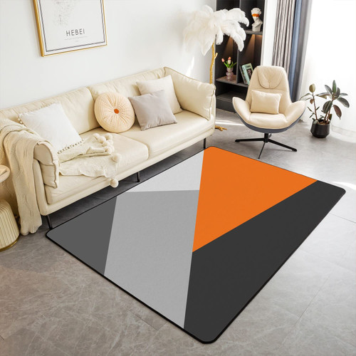 Orange and Gray Area Rug 3X5 Patchwork Geometric Triangle Rug Orange Black Light Grey Carpet for Kids Adults Modern Simple Abstract Geometry Non Slip Decorative Rug for Bedside Orange and Gray Area Rug 3X5 Patchwork Geometric Triangle Rug Orange Black Light Grey Carpet for Kids Adults Modern Simple Abstract Geometry Non Slip Decorative Rug for Bedside