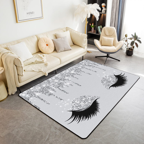 Eyelash Area Rug 3'x5' Grey Eyes Pattern Living Room Rugs for Bedroom Home Decor Modern Simple Lovely Carpet Ultra Soft Non-Slip Sexy Pattern Indoor Floor Mat