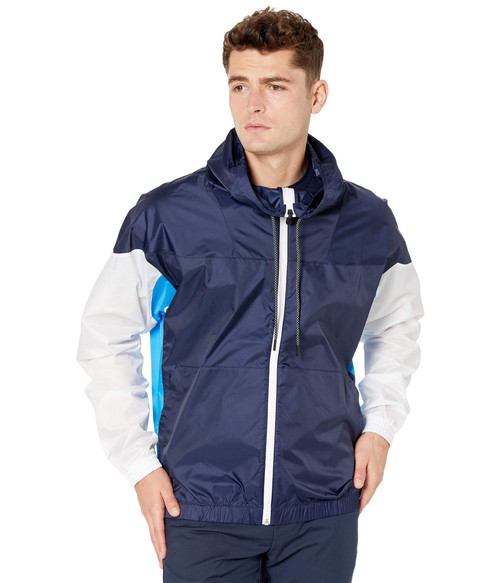 Reebok Men Workout Ready Meet You There Full Zip Jacket, Vector Navy/Horizon Blue/White, M