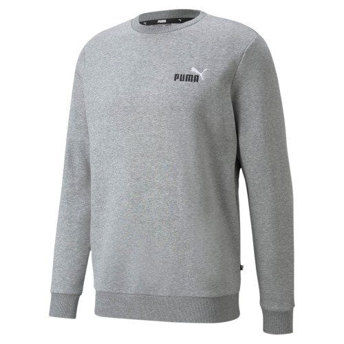 PUMA Men's Essentials+ Embroidery Logo Fleece Crew, Medium Gray Heather, Large