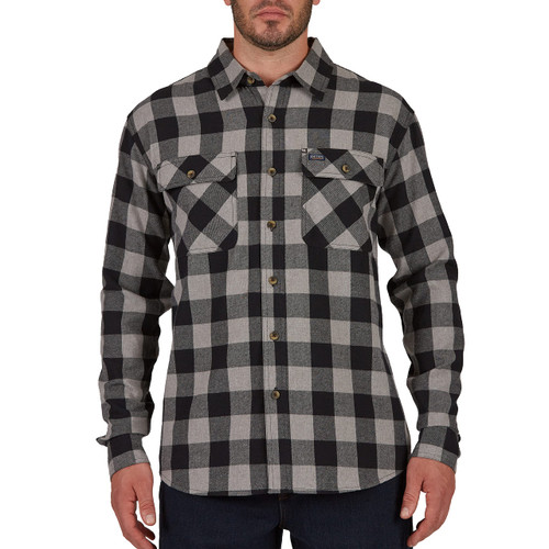 Smith's Workwear Men's Buffalo Two Pocket Flannel Shirt, Heather Stone/Black-203, XL