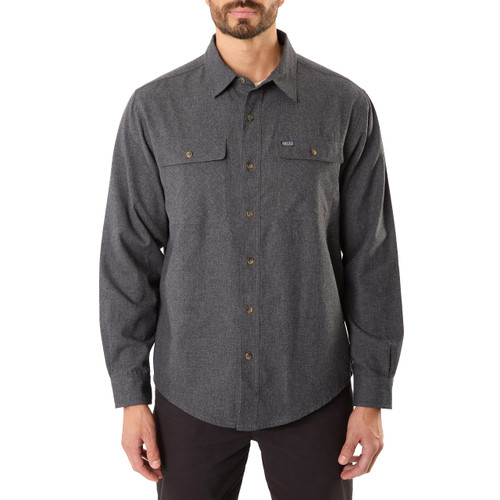 Smith's Workwear Men's Long Sleeve 2-Pocket Solid Flannel Shirt with Pen-Slot, Charcoal Heather