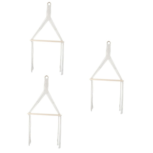 Garneck 3 pcs Wall-Mounted Storage Rack Hanging Storage Shelf Hanging Corner Shelf Floating Wall Shelf Hanging Floating Shelf Macrame Decor Decorative Wall Shelf Manual Wall Mount