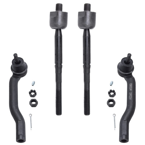 Detroit Axle - Complete 4pc Front Inner Outer Tie Rod Ends Kit for 2009-2014 Nissan Cube - [2007-2012 Versa]