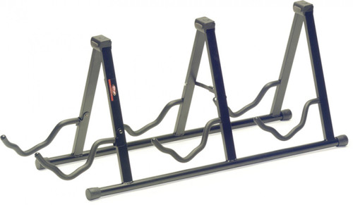 Stagg SG-A008/3BK Triple Guitar Stand for Acoustic/Electric Guitars with Two Cradling Hooks & Back Rest - Black
