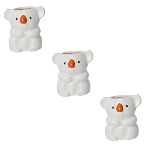 Yardwe 3 Pcs Koala Ceramic Flower Pot Cactus Plant Pot Mini Succulent Pot Ceramic Planters for Indoor Plants Cute Plant Pots Ceramic Cactus Planter Ceramics Juicy White Cartoon Head