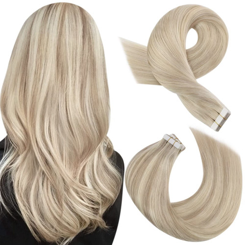 Moresoo Tape in Human Hair Extensions Blonde Highlighted Tape in Extensions Real Hair Invisible Hair Extensions Ash Blonde Mix with Bleach Blonde Hair Extensions Tape in 16 Inch #P18/613 20pcs 50g Moresoo Tape in Human Hair Extensions Blonde Highlighted Tape in Extensions Real Hair Invisible Hair Extensions Ash Blonde Mix with Bleach Blonde Hair Extensions Tape in 16 Inch #P18/613 20pcs 50g