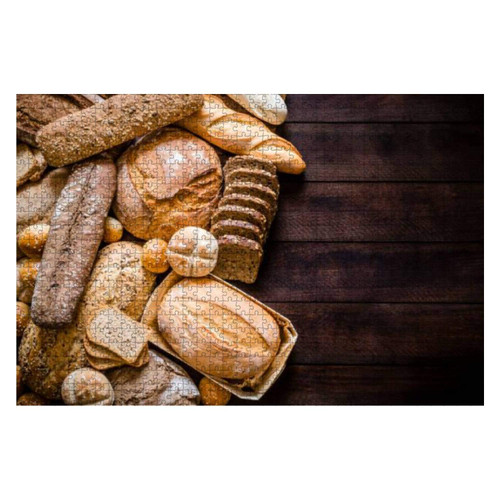 Wooden Puzzle 1000 Pieces Breads Assortment with Copy Space on Rustic Wooden Table Jigsaw Puzzles for Children or Adults Educational Toys Decompression Game