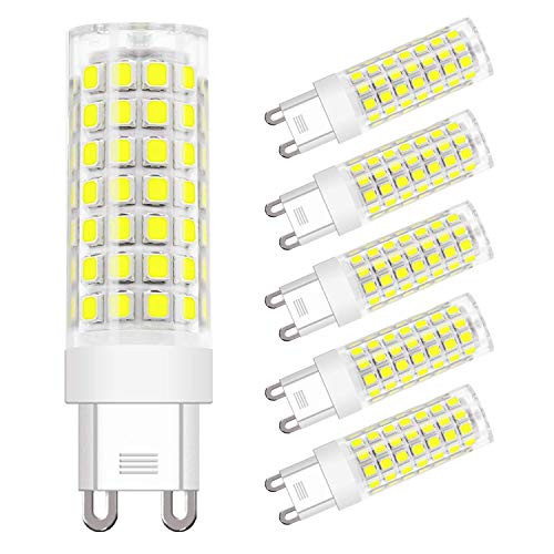 G9 LED Light Bulbs, 5W (40W Halogen Equivalent), 400LM, Cool White (6000K), G9 Base, G9 Daylight White Bulbs for Home Lighting (Pack of 5) G9 LED Light Bulbs, 5W (40W Halogen Equivalent), 400LM, Cool White (6000K), G9 Base, G9 Daylight White Bulbs for Home Lighting (Pack of 5)
