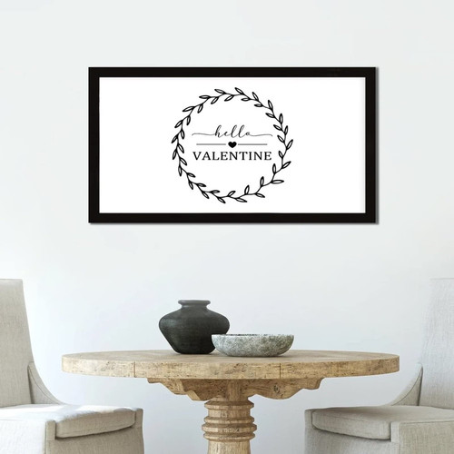 Bible Quotes 12x22in Wooden Signs Inspirational Quotes Valentine's Day Theme Hello Valentine Black Frame Wooden Plaque Valentine's Day Gift for Laundry Room Cottage Farmhouse Porch Cafe Bar Wall Decor