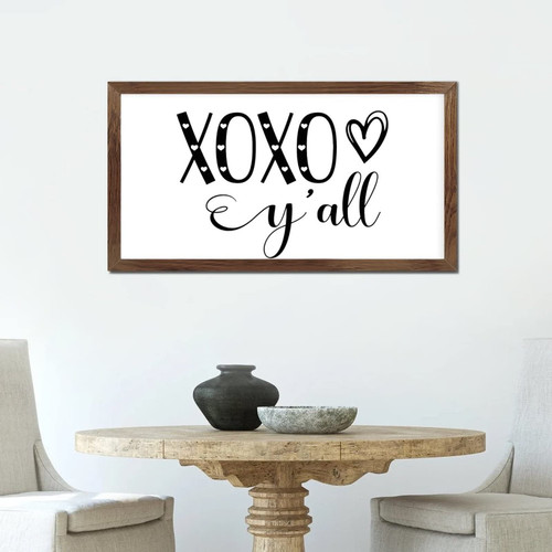Wood Sign Inspirational Quotes Valentine's Day Theme Xoxo Y'all Religious Quotes 12x22in Apricot Frame Wooden Plaque for Laundry Room Cottage Cafe Bar Farmhouse Porch Wall Decor Valentine's Day Gift