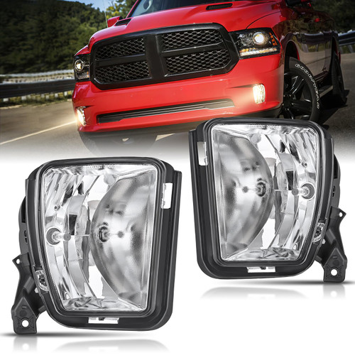 Nilight Fog Lights Assembly Compatible with 2013 2014 2015 2016 2017 2018 Dodge Ram 1500 2019-2021 RAM 1500 Classic (Not Fit for Rebel Model) Fog Light Replacement Clear Lens, 2 Years Warranty