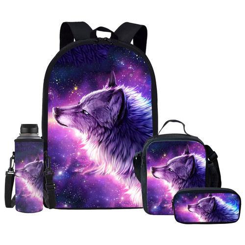 Showudesigns Galaxy Wolf Bookbag With Lunch Box for Boys 7-10/10-12 Kids Schoolbag Elementary School Backpack Pencil Pouch Pen Cases Lunch Bags Lunchbox Water Bottle Holder Satchel Purple Showudesigns Galaxy Wolf Bookbag With Lunch Box for Boys 7-10/10-12 Kids Schoolbag Elementary School Backpack Pencil Pouch Pen Cases Lunch Bags Lunchbox Water Bottle Holder Satchel Purple