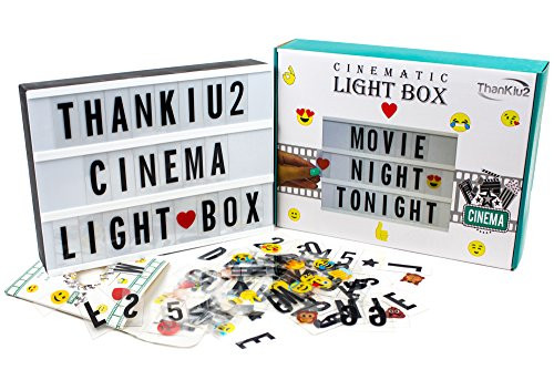 Cinema Light Box with Letters - Vintage Cinematic Light Up Message And Note Sign With 192 Letters, Numbers, Symbols & Emojis Personalized A4 White LED Lightbox With Extra Long Durable USB Cable Cinema Light Box with Letters - Vintage Cinematic Light Up Message And Note Sign With 192 Letters, Numbers, Symbols & Emojis Personalized A4 White LED Lightbox With Extra Long Durable USB Cable