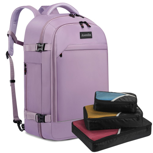 Asenlin 40L Travel Backpack for Women Men?17 Inch Laptop Backpack Flight Approved Luggage Carry On Water Resistant Computer Backpack for Weekender Overnight Large Daypack Purple Asenlin 40L Travel Backpack for Women Men?17 Inch Laptop Backpack Flight Approved Luggage Carry On Water Resistant Computer Backpack for Weekender Overnight Large Daypack Purple