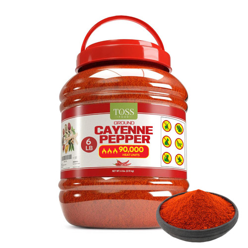 Extreme Cayenne Pepper Powder Bulk 90,000 Heat Units 6 LB, Ground Cayenne Powder Hot Pepper Powder - Red Cyan Pepper Powder Spice for Home and Commercial Cooking