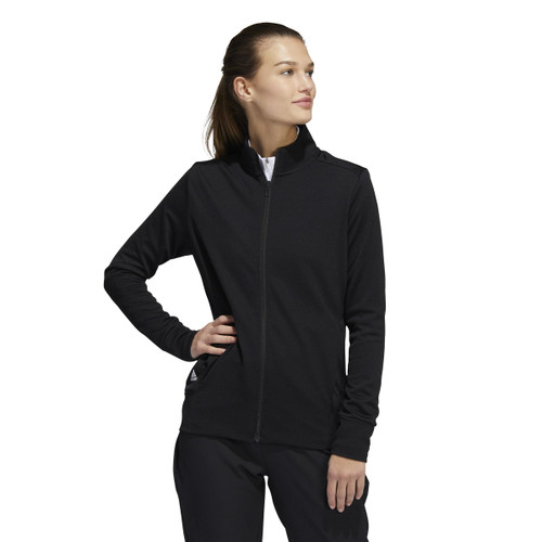adidas Golf Women's Standard Textured Full-Zip Jacket, Black, X-Small
