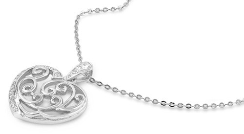 Heart Pendant Necklace Clear Simulated CZ .925 Sterling Silver Heart Pendant Necklace Clear Simulated CZ .925 Sterling Silver
