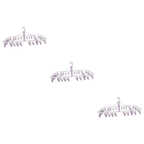 Zerodeko 3pcs Foldable Hanger Cloth Sock Drying Clip Foldable Clip Hangers Garment Cabinet Laundry Hanger Laundry Hanging Rack Home Pants Drying Shoe Bra Pp Socks Purple to Rotate