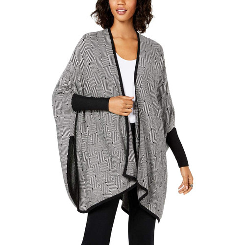 Alfani Womens Diamond Cardigan Sweater, Black, X-Large