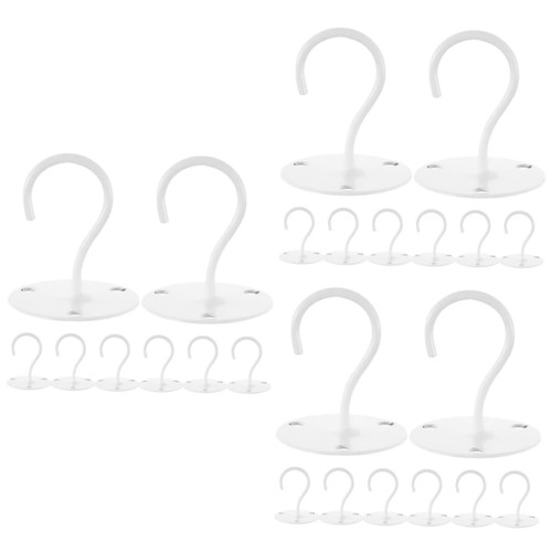 Cabilock 24 pcs Wrought Iron Flower Basket Hook Ceiling Hanger Hook Wall Mount Hooks Wall Ceiling Hangers White Coffee Mugs Metal Hooks Utility White Hooks Iron Ceiling Hook Plant Hanging