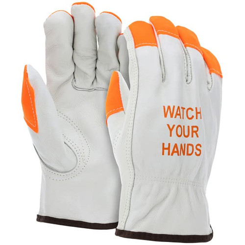 ATERET 12 Pairs Small Hi Vis Heavy Duty Durable Cowhigh Leather Driver Work Gloves