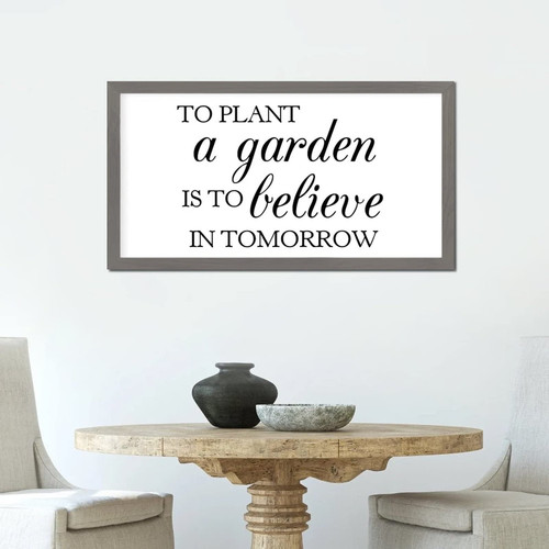 Life Positive Quote Rustic Chic Style Framed Wood Sign with Religious Quotes to Plant a Garden is to Believe in Tomorrow Gray Frame Wooden Plaque for Laundry Room Farmhouse Porch Wall Decor 12x22in Life Positive Quote Rustic Chic Style Framed Wood Sign with Religious Quotes to Plant a Garden is to Believe in Tomorrow Gray Frame Wooden Plaque for Laundry Room Farmhouse Porch Wall Decor 12x22in