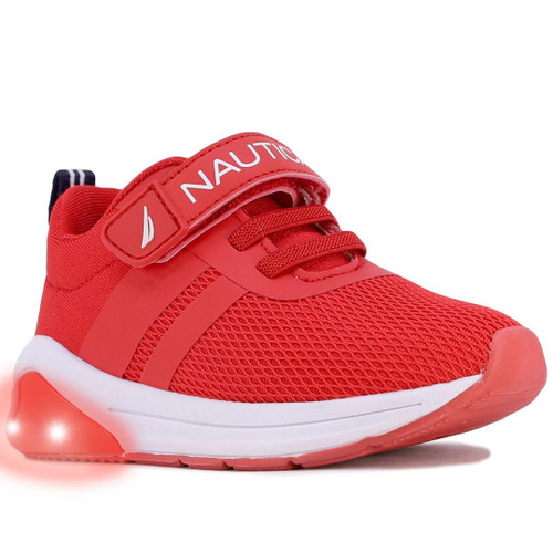 Nautica Kids Light Up Flashing Sneaker Athletic Strap Running Shoes Boy Girl Toddler Little Kid -Towhee Buoy Lights-Red Size-10