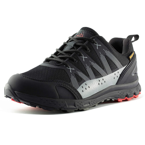 Wantdo Men's Waterproof Hiking Shoes Low Top Waterproof Hiking Boots Lightweight Outdoor Trekking Backpacking Breathable Work Mountaineering Trekking Trails Shoes Black