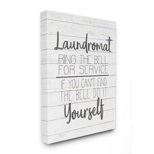 Stupell Industries Laundromat Funny Word Bathroom Laundry Black and White Design Decorative Wall Hangings, Multi-Color