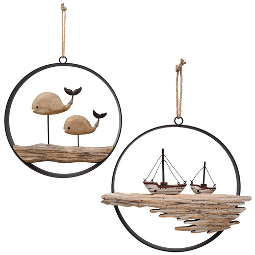 E-view Nautical Wood Wall Decoration Rustic Wooden Hanging Circle Ocean Home Decor Hand Carved Beach Themed Ornament for Door (Whale + Sailboat) E-view Nautical Wood Wall Decoration Rustic Wooden Hanging Circle Ocean Home Decor Hand Carved Beach Themed Ornament for Door (Whale + Sailboat)