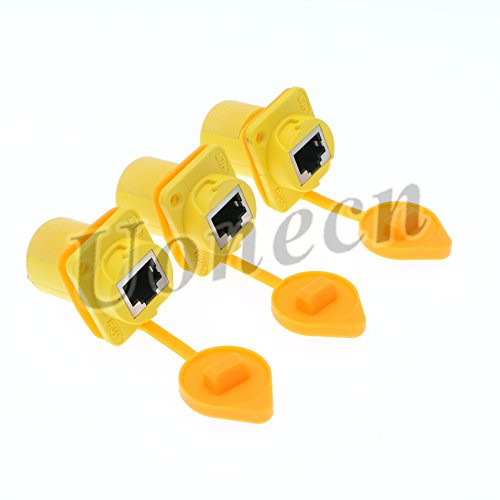 3 pcs RJ45 Waterproof Dust Plug Connectors RJ45 Connector IP65 Mount Ethernet Panel Connector.