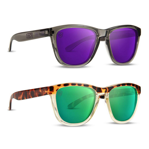 2 Pairs Epoch LXE Sunglasses Grey Frame Purple Mirror Lens Tortoise Gold Green Mirror Lens