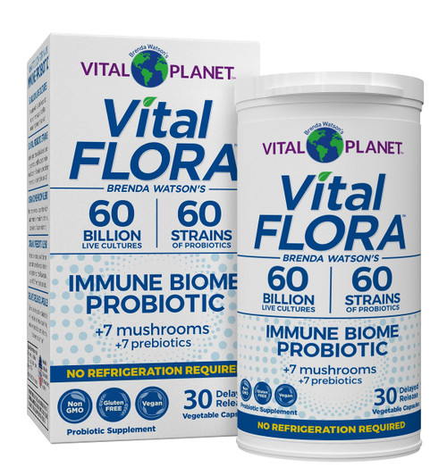 Vital Planet - Vital Flora Immune Biome Shelf Stable Probiotic 60 Billion, Digestive Support Probiotics for Women and Men with Prebiotics and Organic Mushrooms, 30 Capsule Vital Planet - Vital Flora Immune Biome Shelf Stable Probiotic 60 Billion, Digestive Support Probiotics for Women and Men with Prebiotics and Organic Mushrooms, 30 Capsule