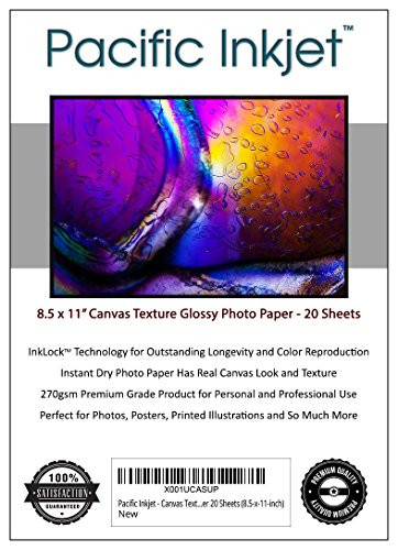 Pacific Inkjet - Canvas Textured inkjet Printer Photo Paper 20 Sheets (8.5-x-11-inch)