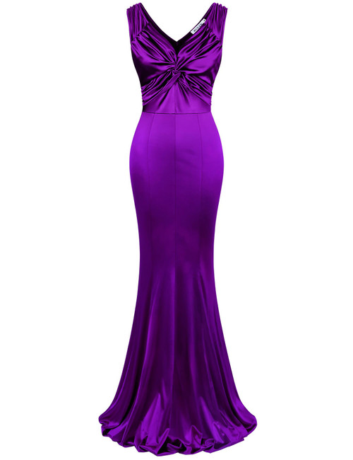MUXXN Maxi Dress for Women Wedding Guest Sleeveless V Neck Bodycon Satin Cocktail Party Long Dresses Purple M MUXXN Maxi Dress for Women Wedding Guest Sleeveless V Neck Bodycon Satin Cocktail Party Long Dresses Purple M