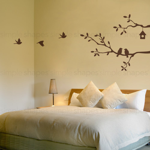 Simple Shapes Birds and Branches Wall Decal - Medium - Chestnut Brown