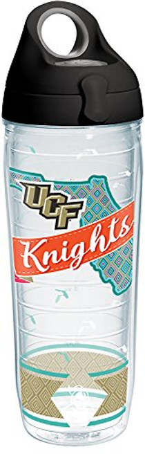 Tervis 1283481 UCF Knights Collegiate Class Tumbler with Wrap and Black with Gray Lid 24oz Water Bottle, Clear