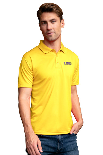 Vantage Apparel Men's Collegiate Premium Moisture Wicking Dark Gray Icon Polo, LSU Tigers, Gold, XX-Large