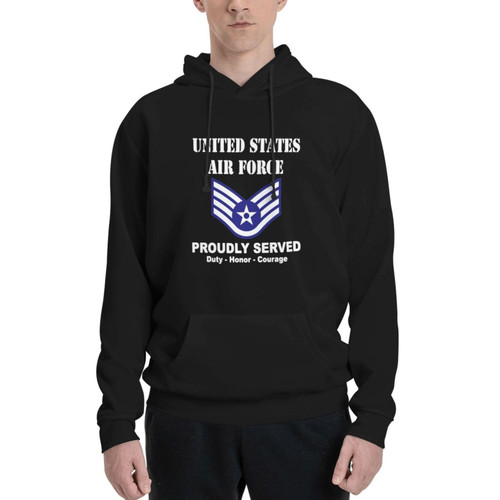 TEETSY Us Air Force E-5 Staff Sergeant Ssgt E5 Hoodie Mans Novelty Pullover Long Sleeve With Kangaroo Pocket Sweatshirt Black