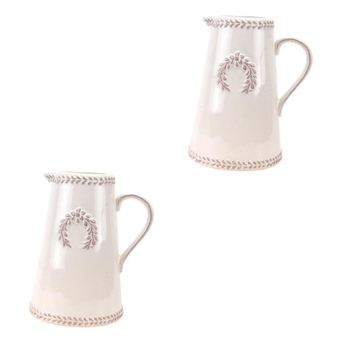 VOSAREA 2 pcs Ceramic vase White Ceramic Pitcher Nordic Decor Outdoor Plant Pot Indoor Outdoor vase French Pitcher vase centerpieces vases Simple Flower Vase Decorative Vase Flowerpot jug VOSAREA 2 pcs Ceramic vase White Ceramic Pitcher Nordic Decor Outdoor Plant Pot Indoor Outdoor vase French Pitcher vase centerpieces vases Simple Flower Vase Decorative Vase Flowerpot jug