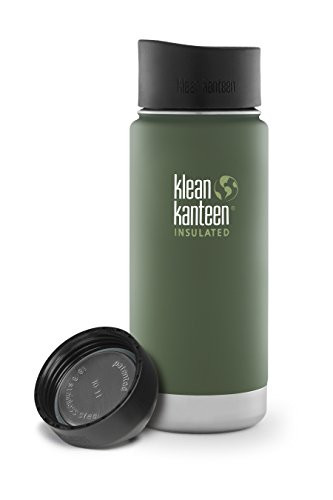 Klean Kanteen Wide Mouth Insulated Water Bottle with Loop Cap - 20 Ounce Vineyard Green